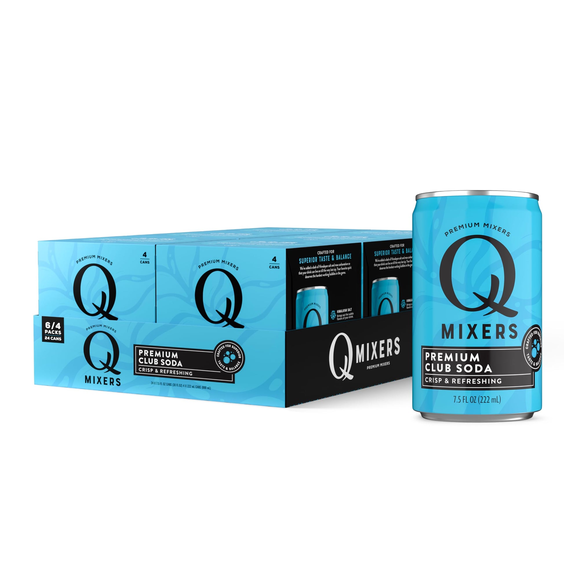 Q MIXERS Club Soda Mixer, Premium Natural Ingredients, 7.5 Fl Oz (Pack of 24), Model CAN-LTN75-SHP
