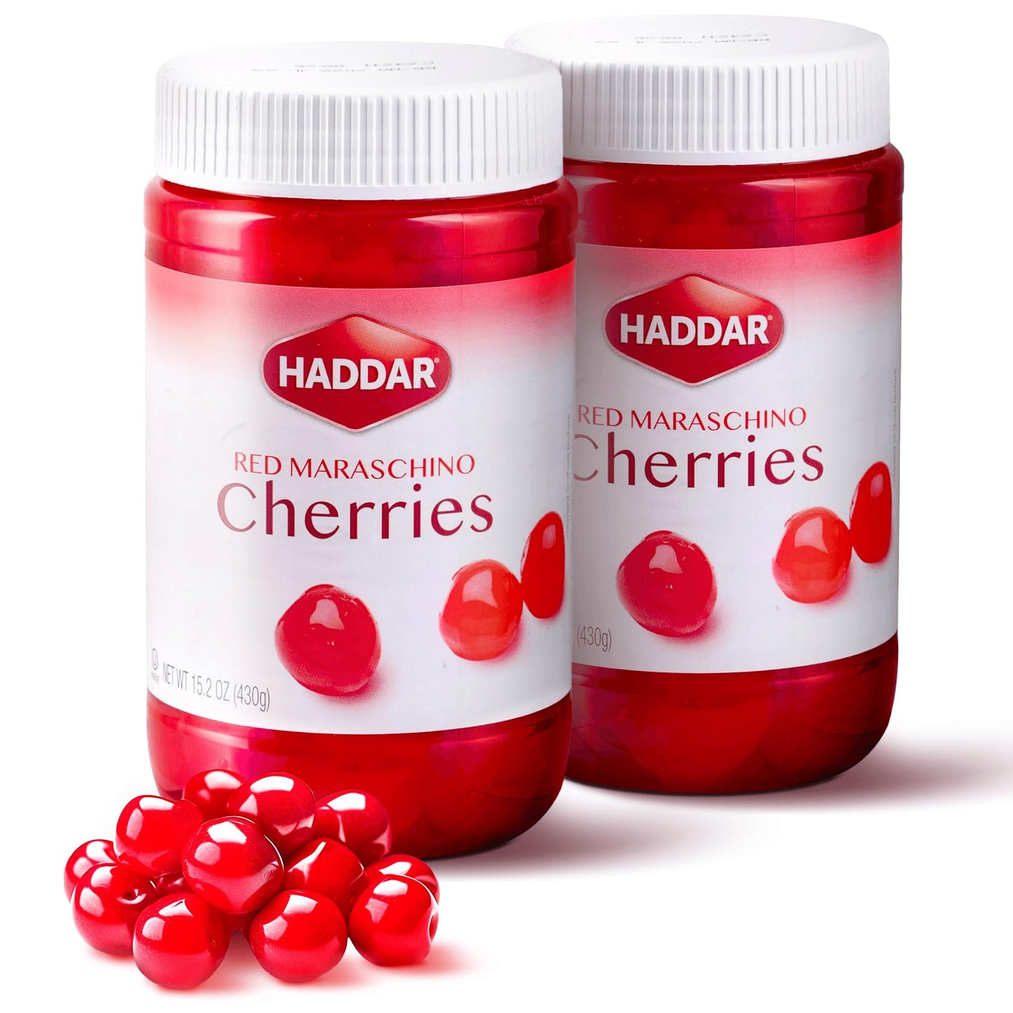 Haddar Red Maraschino Cherries, 12.6 oz, 2 Pack | Sweet & Vibrant Cocktail Cherries for Desserts and Baking