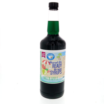 Hypothermias Shaved Ice & Snow Cone Syrup - Quart (32 fl. oz) - Green Apple - Made with Non-GMO 100% Pure Cane Sugar, No Corn Sy