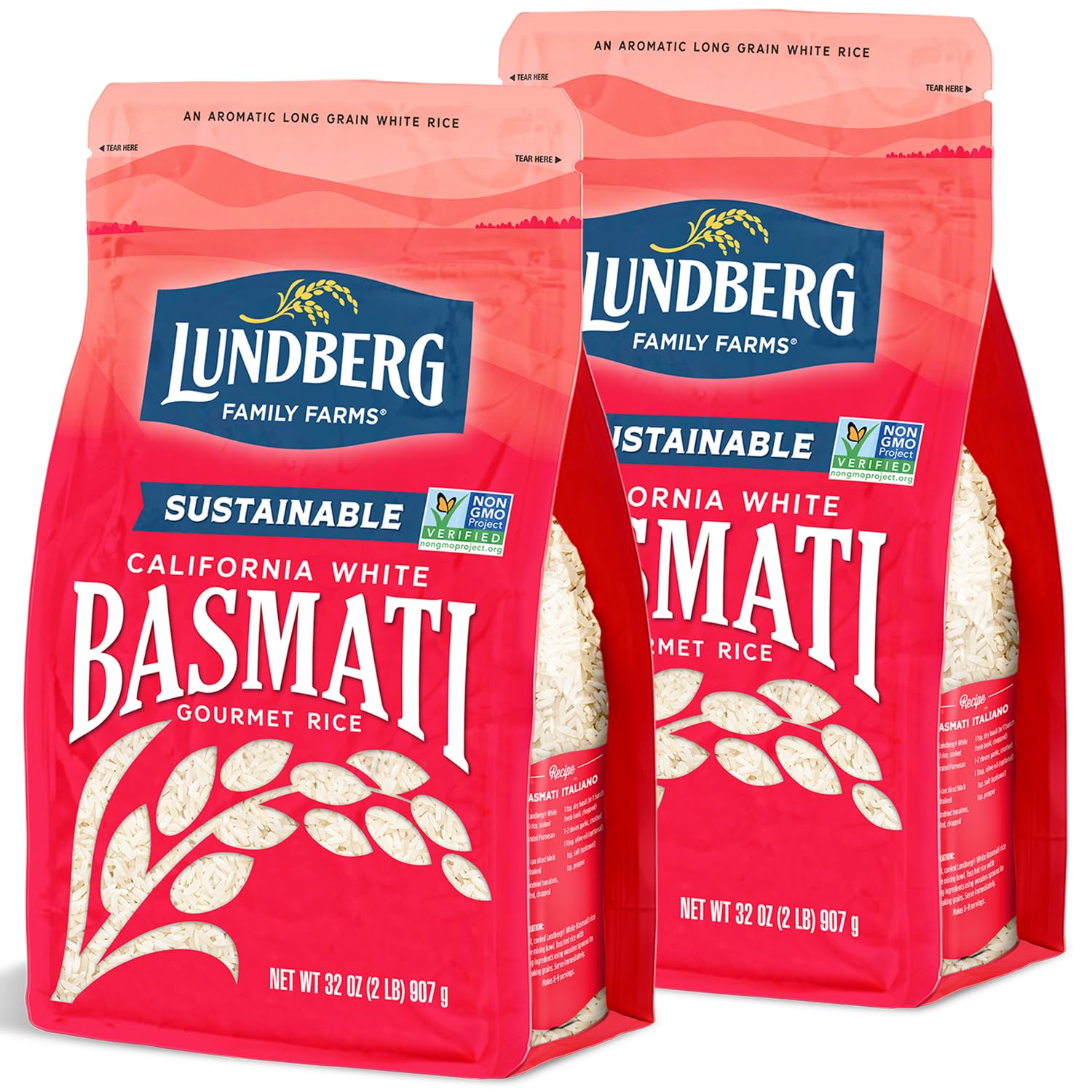 Lundberg Basmati Rice, Long Grain White Rice - Non-Sticky, Fluffy, Nutty, Aromatic Rice, Vegan Food, Healthy Meals, Gluten-Free 