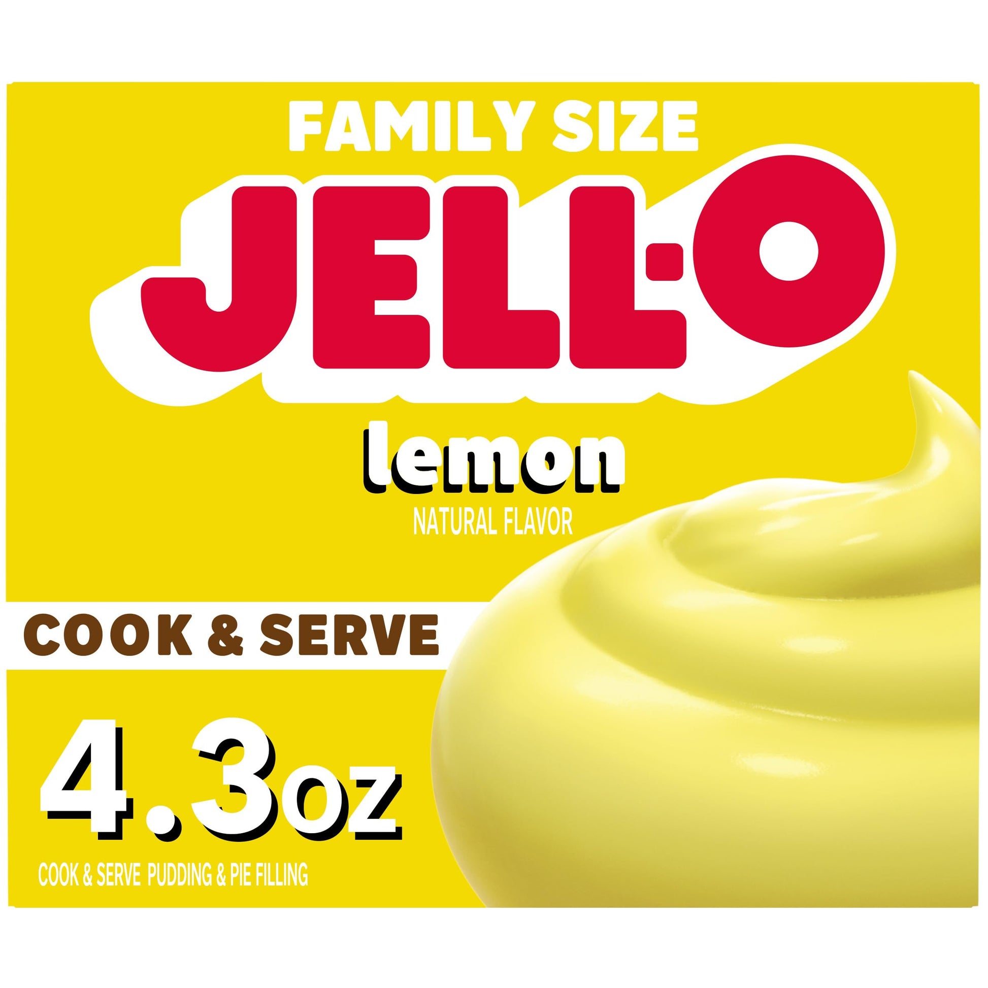 Jell-O Cook & Serve Pudding & Pie Filling Mix, Lemon Flavor, Classic Stovetop Dessert for Baking, Pies & Custards, 4.3 oz (Pack 
