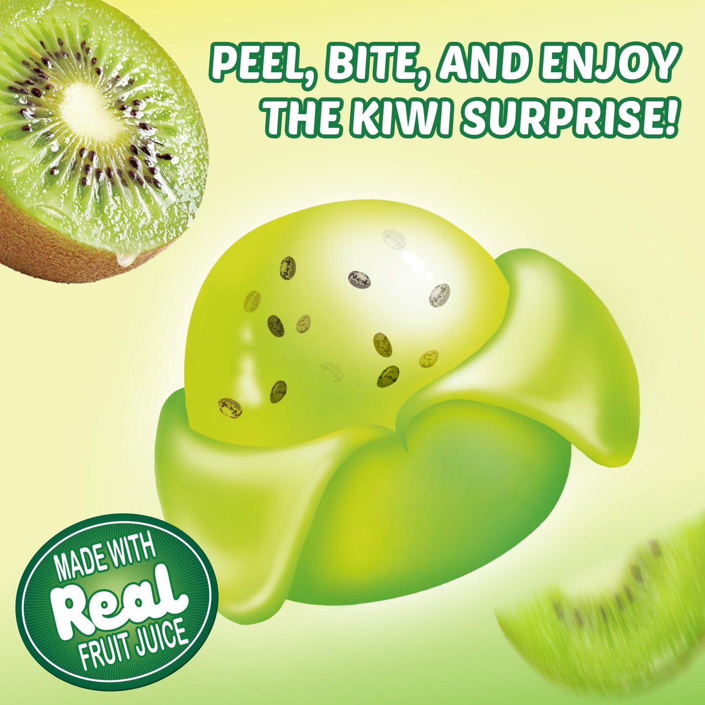 Amos Peelerz Kiwi Gummy Candy, Peelable Fruit-Inspired Candy, 8.47Oz Box With 10 Individual Packs - Playful Kiwi Snack With Chia