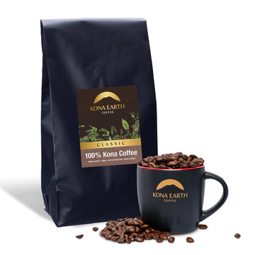 KONA EARTH - Classic, 100% Kona Coffee Beans, Classic Dark Roast Whole Bean Coffee, Micro-Batch-Roasted, 5 lbs., Pack of 1