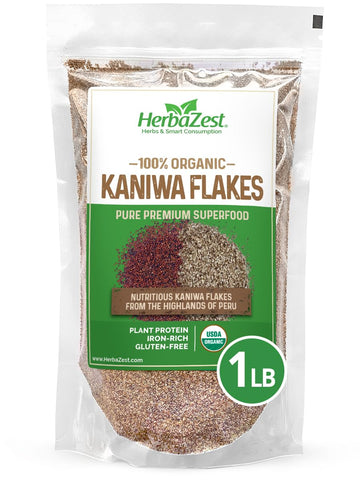 Herbazest Kaniwa Flakes Organic - 1 Lb - Usda Certified, Vegan & Gluten Free Superfood - Convenient & Good Source Of Complete Pr