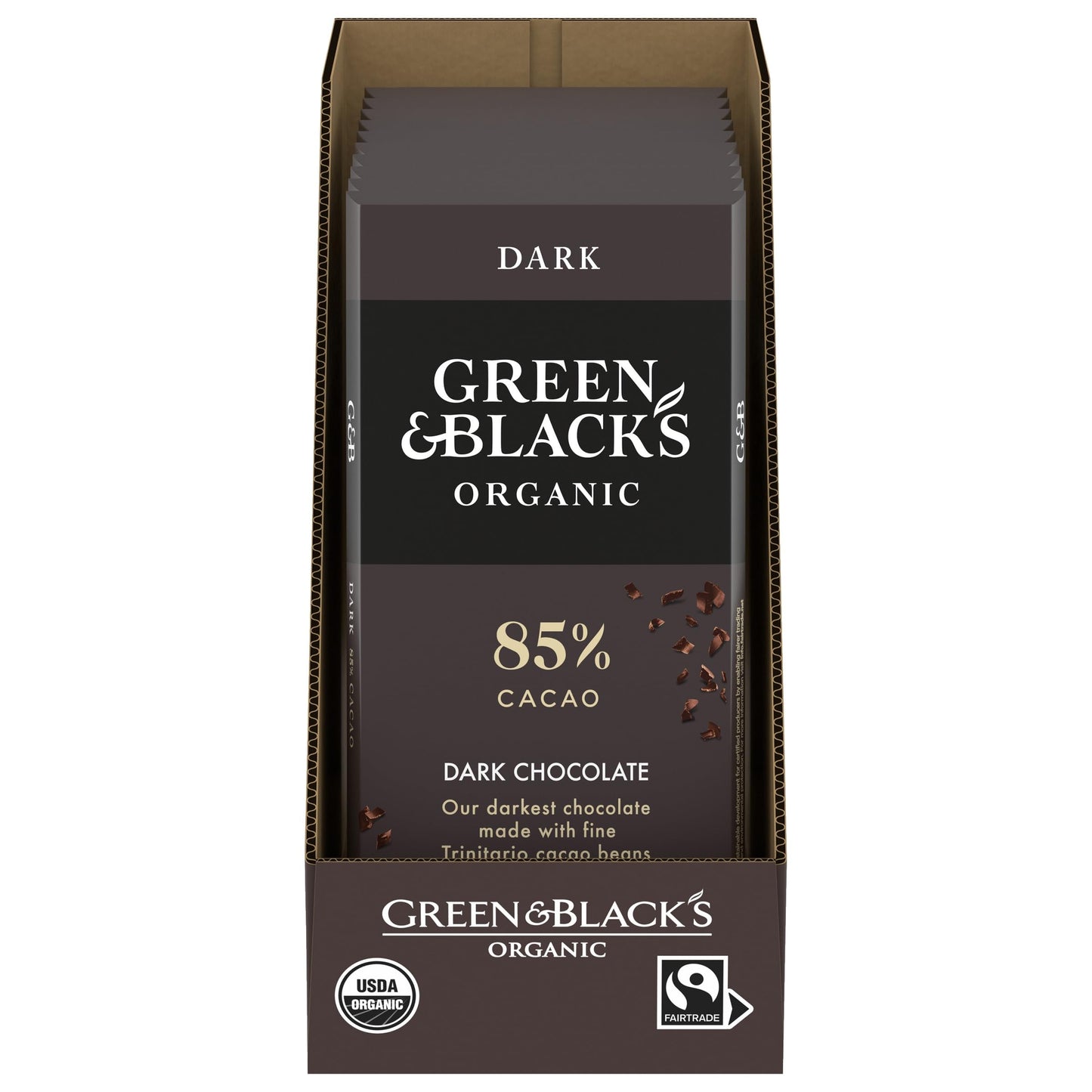 Green & Blacks Organic Dark Chocolate Bar, 85% Cacao, 3.17 oz, Pack of 10