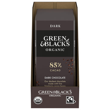Green & Blacks Organic Dark Chocolate Bar, 85% Cacao, 3.17 oz, Pack of 10
