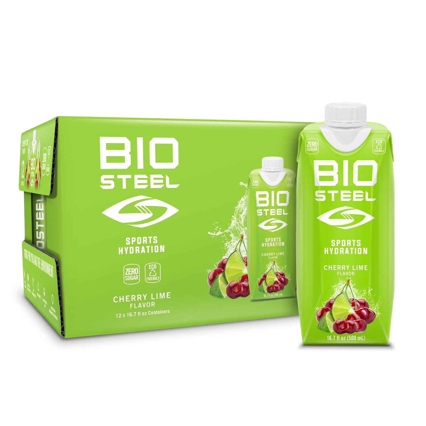 Biosteel Cherry Lime Sports Drink  12-Pack Sugar Free With Essential Element Electrolytes - Clean Rapid Hydration And Advanced Recovery For Optimal Performance - Energy Blend Free  Keto Friendly