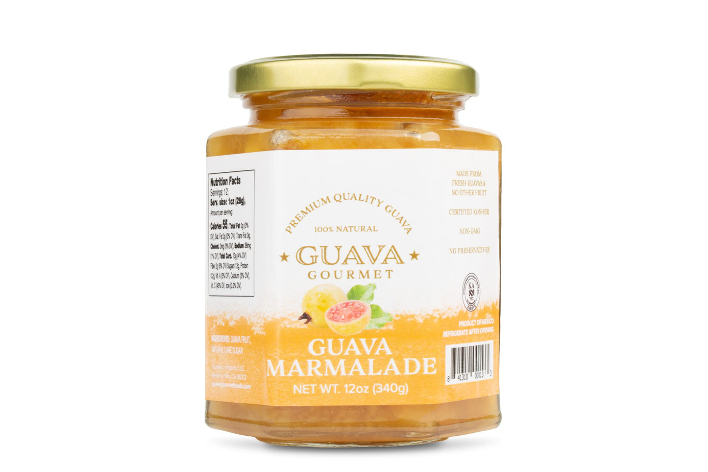 Guava Gourmet Marmalade with Tropical Fruit Chunks, All-Natural, Vegan, 12oz Jar