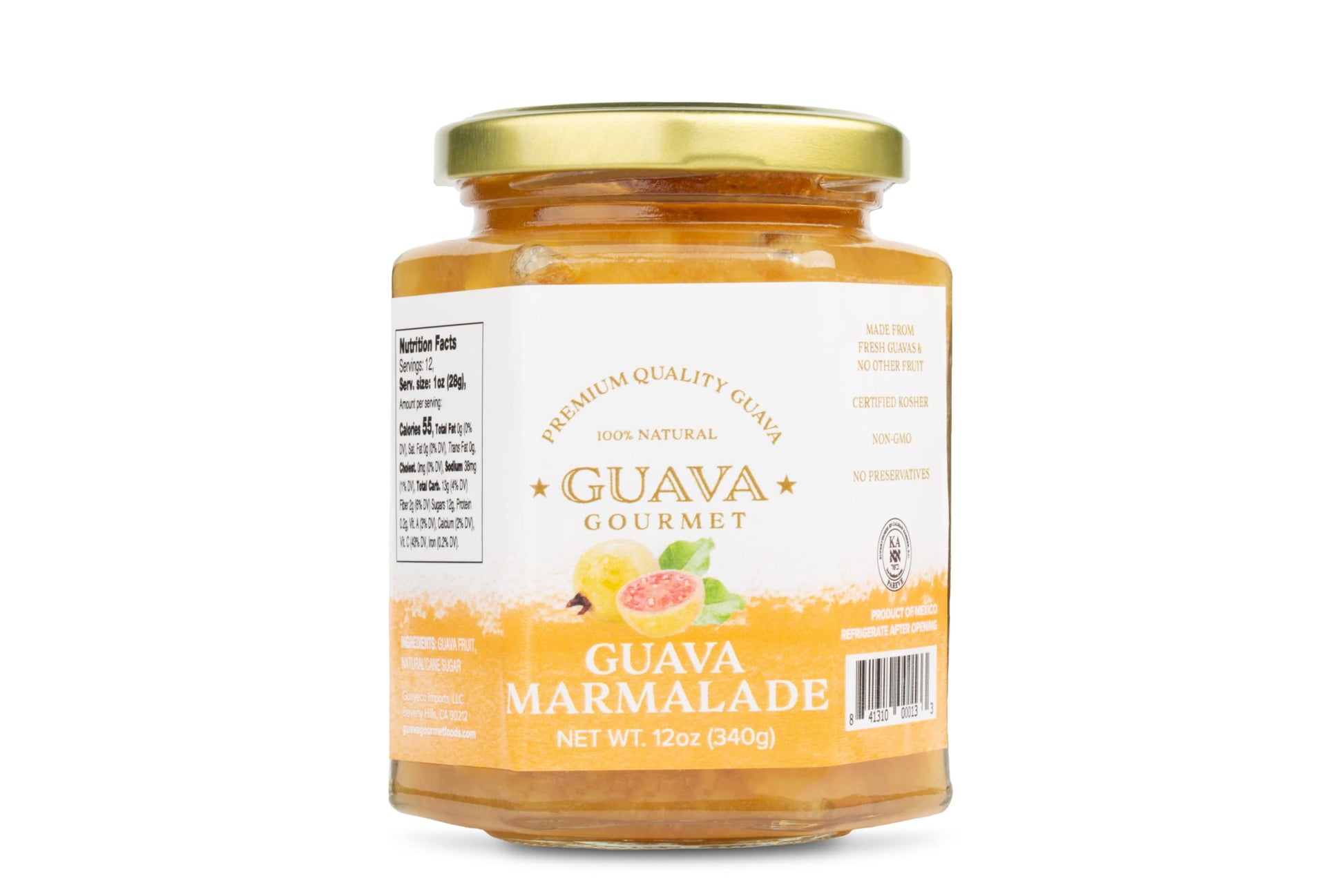 Guava Gourmet Marmalade with Tropical Fruit Chunks, All-Natural, Vegan, 12oz Jar
