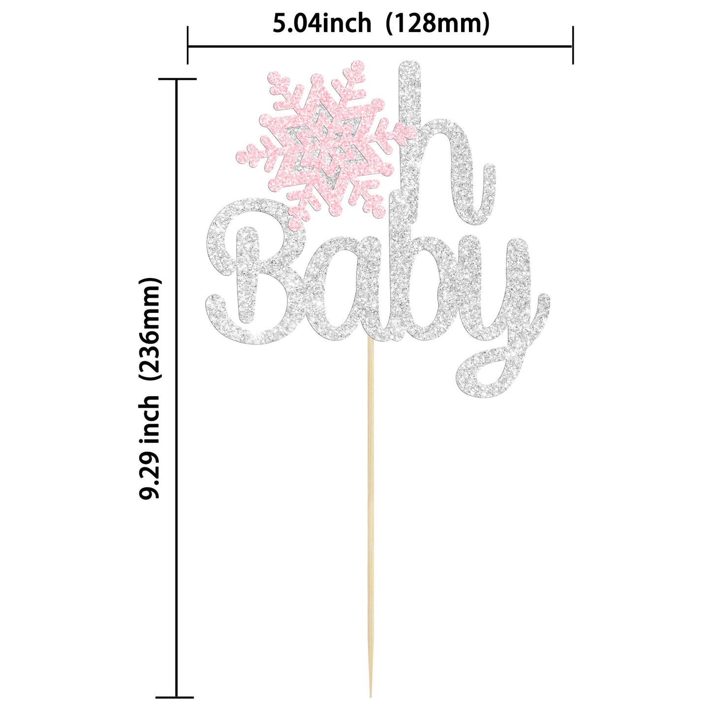 Gyufise 1 Pack Oh Baby Snowflake Cake Topper Winter Baby Shower Boy Girl Silver Pink Glittery Decorations For Wonderland Christm