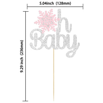 Gyufise 1 Pack Oh Baby Snowflake Cake Topper Winter Baby Shower Boy Girl Silver Pink Glittery Decorations For Wonderland Christm