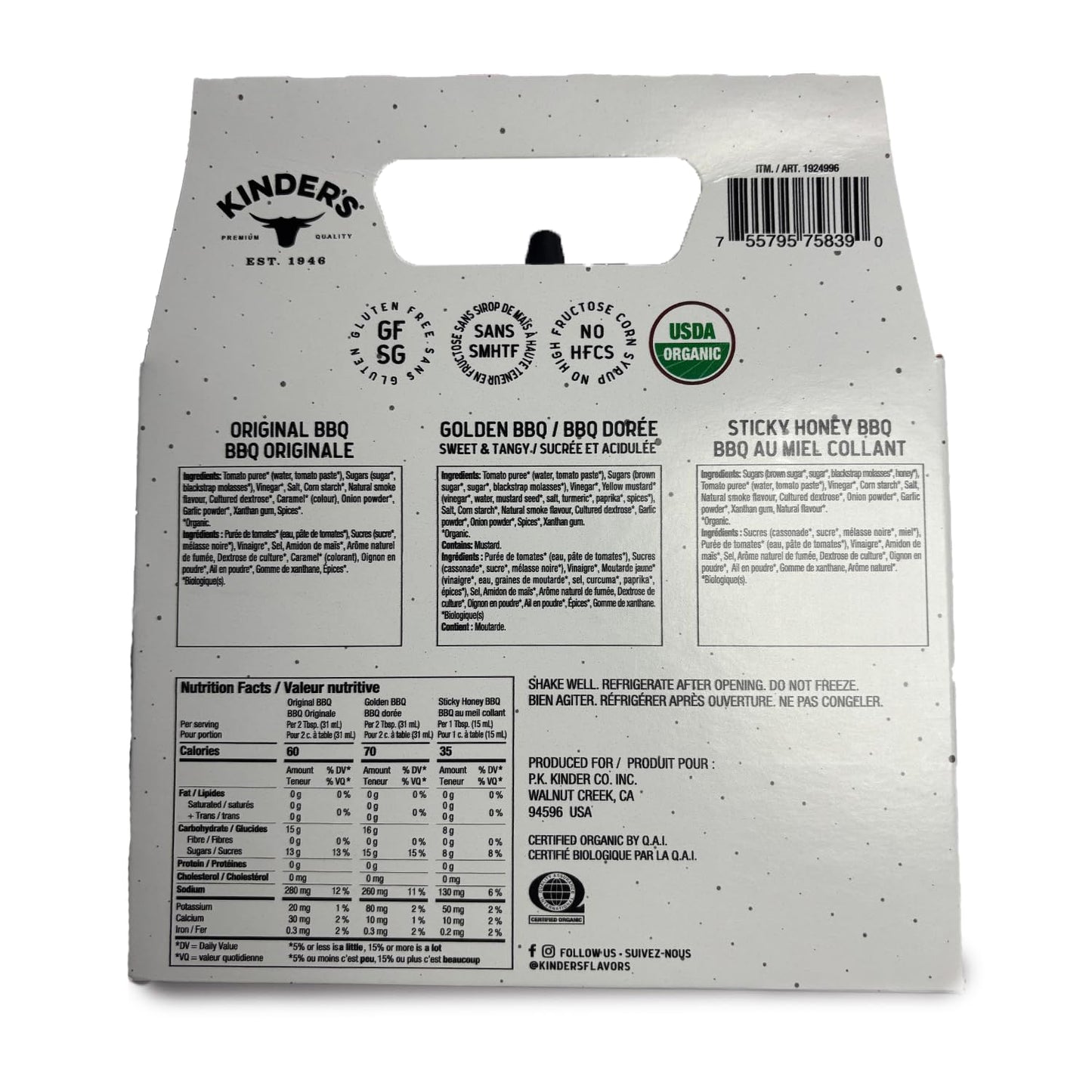 Kinders Summer 3 Pack (Golden BBQ, Original and Sticky Honey BBQ Sauces)