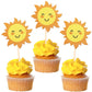 36 Pcs Sun Cupcake Toppers Double Sided Sun Flower Smile Face Cupcake Picks Sunshine Cupcake Decorations For Sun Theme Baby Show