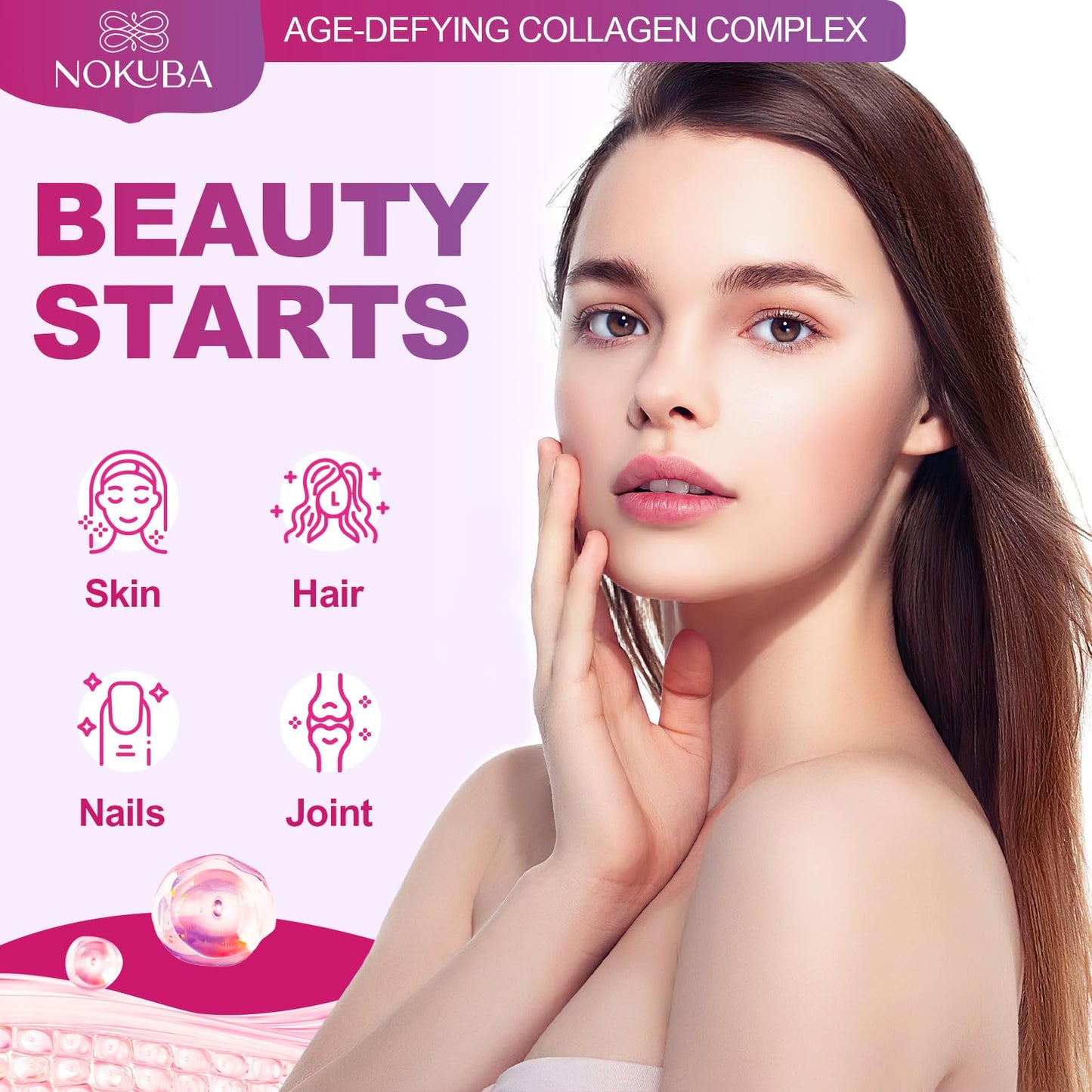 Nokuba Collagen Peptides Creamer Protein Coffee Powder  Marine Collagen with Coconut Mct  Hyaluronic Acid  Vitamin C & Probiotics for Hair Skin & Nails  Non Dairy  Chocolate Flavor  500g (20 Servings)