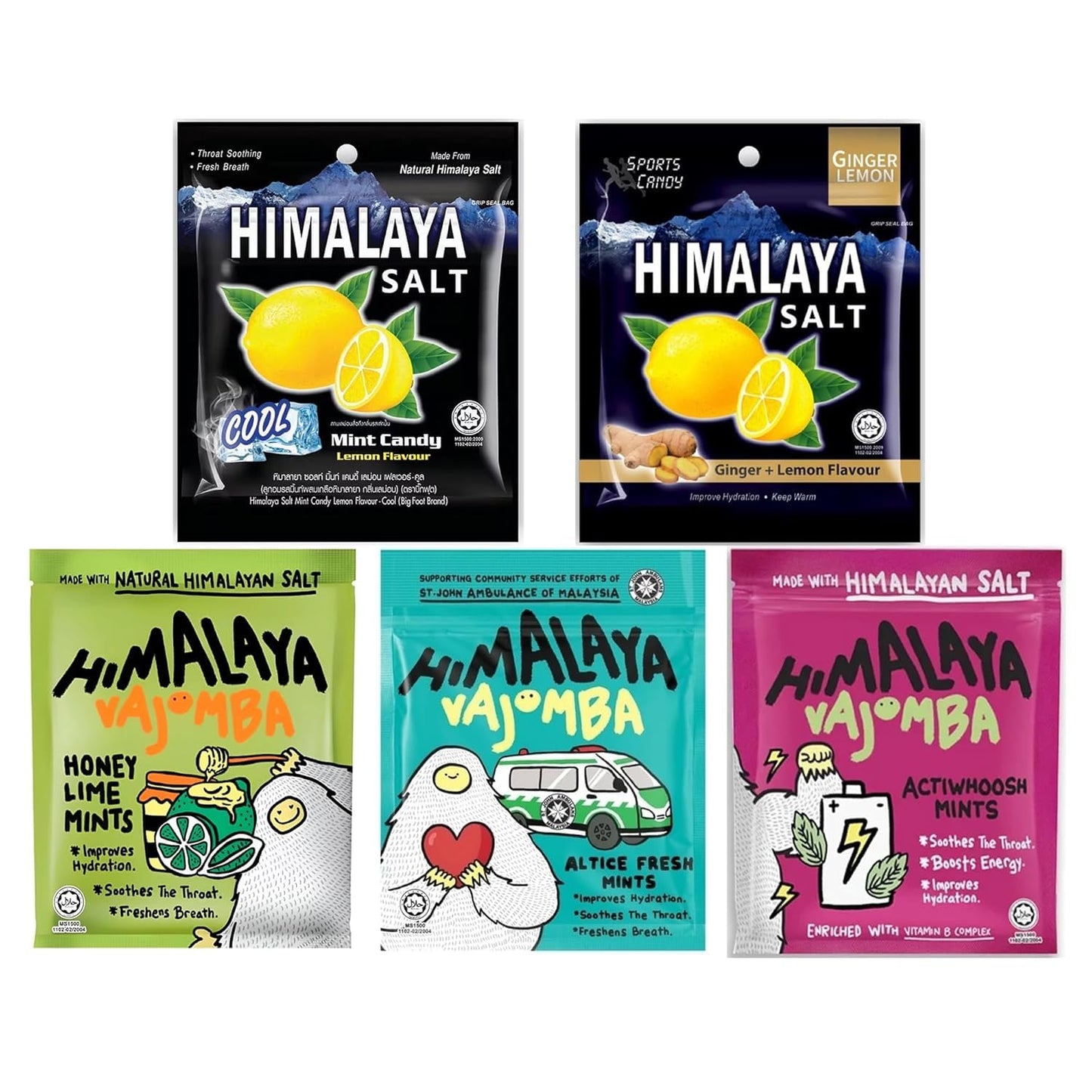 Himalayan Salt Candy (Variety Pack - 5 Flavours, 15G X 5 Bags)