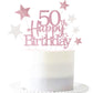 Pargleev 50th Birthday Cake Topper, Glittery Rose Gold Star, Paper, Model hbcp-mgjjcp50-230926