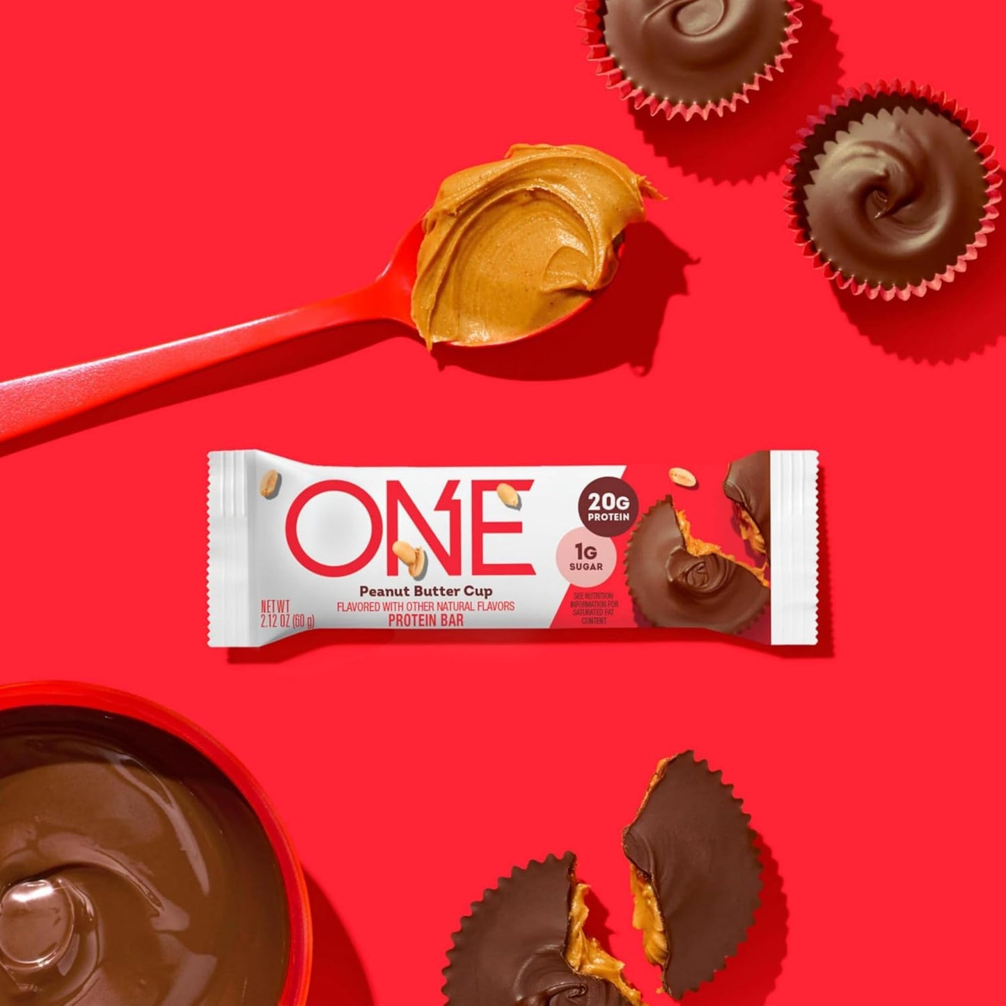 One Protein Bars, Peanut Butter Cup, Gluten Free Protein Bar With 20G Protein And Only 1G Sugar, Snacking For High Protein Diets