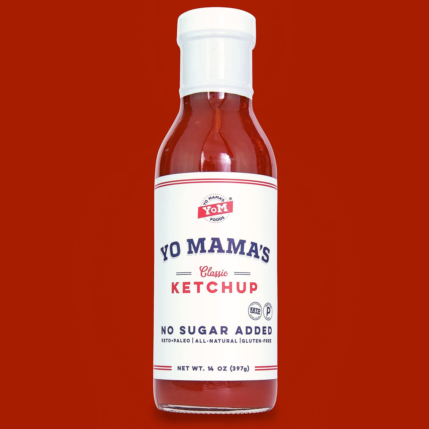 Yo Mamas Foods Keto Classic Ketchup, Zero Calorie, No Sugar Added, Vegan, Gluten Free, 14 Ounce (Pack of 2)