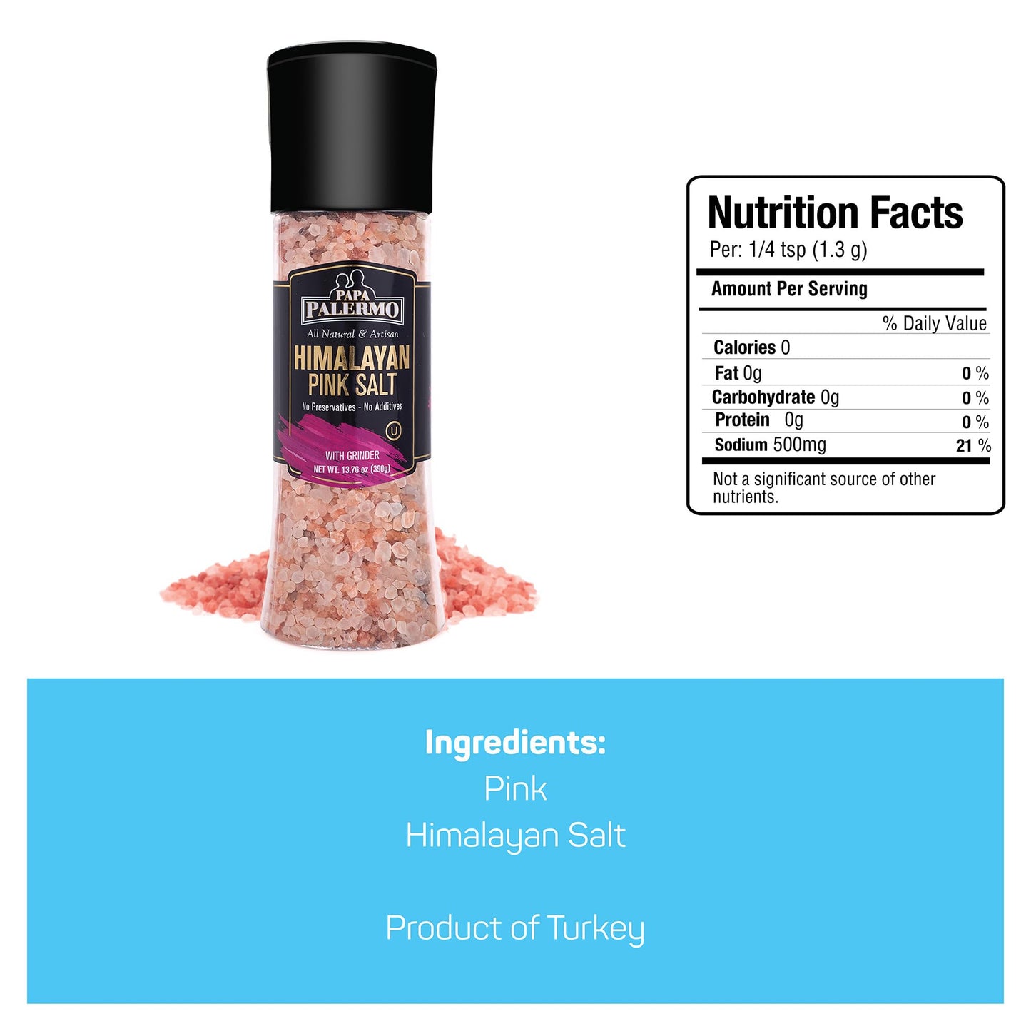 Papa Palermo Pink Gourmet Himalayan Salt - 12.9 Oz