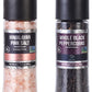 Soeos Whole Black Peppercorns, 6.7oz (190g) and Himalayan Pink Salt, 13.4oz (380g), Plastic Bottle Grinder with Spice Grinder wi