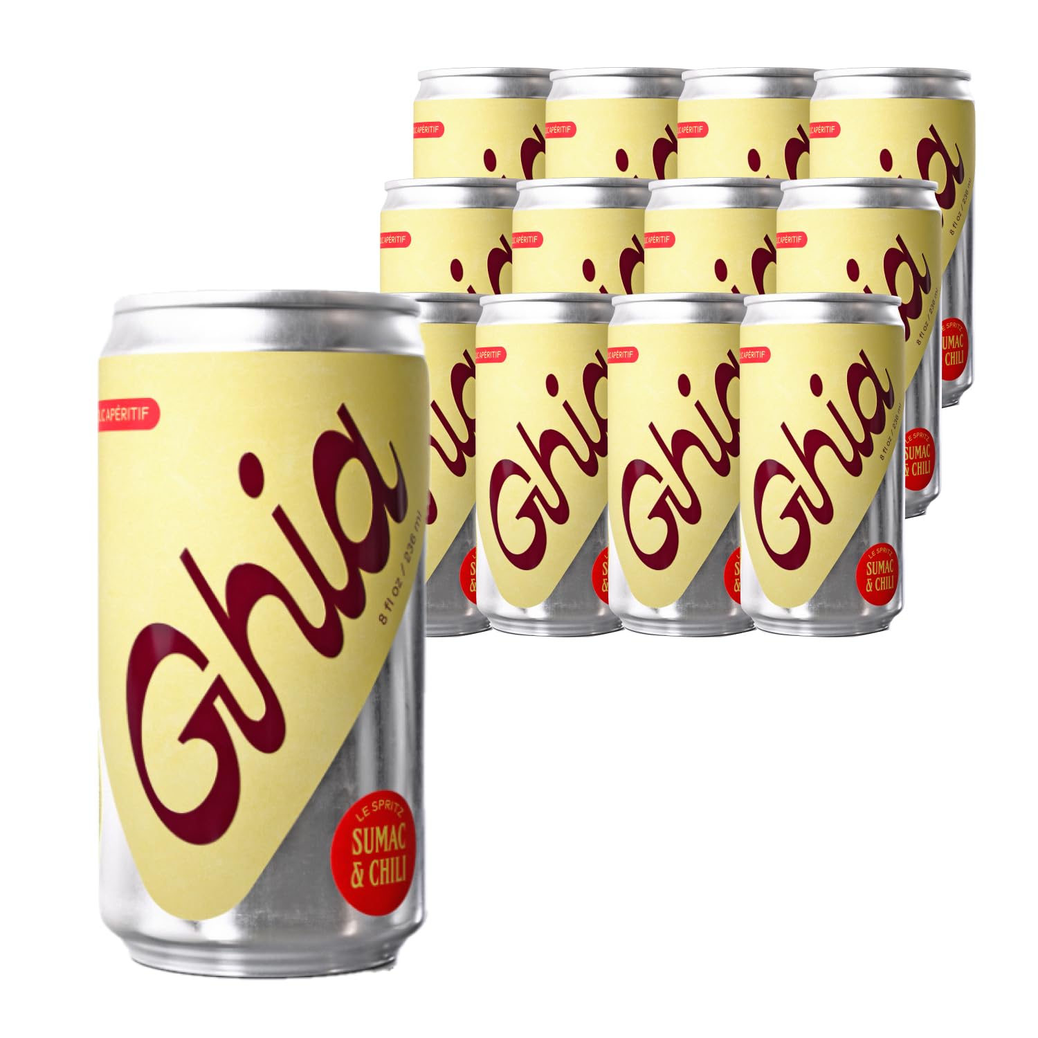 Ghia Non-Alcoholic Le Spritz Canned Mocktail Mixer, Zero Proof, 12-Pack, 8.4 Fl Oz Per Can, No Sugar, Caffeine-Free