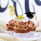 2024 Glittery Graduation Cupcake Toppers (48 Pieces) Gold And Black Class Of 2024 Graduation Cap Diploma Cupcake Toppers For Gra