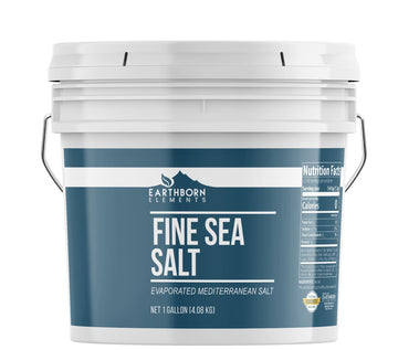 Earthborn Elements Fine Sea Salt, 1 Gallon Bucket, Sourced from Spain, Pure Ground, Baking & Cooking