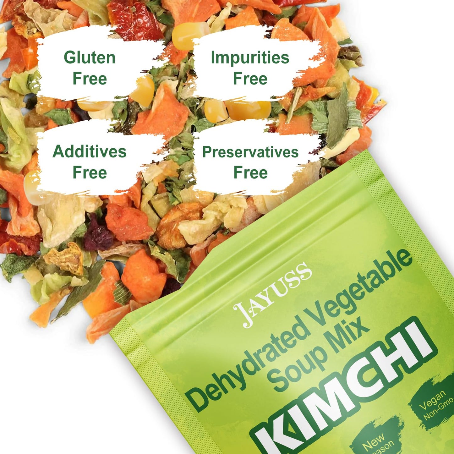 Jayuss Ramen Toppings Dehydrated Kimchi Vegetable Flakes, Dehydrated Vegetable Toppings For Ramen Noodles, All Natural, Gluten F