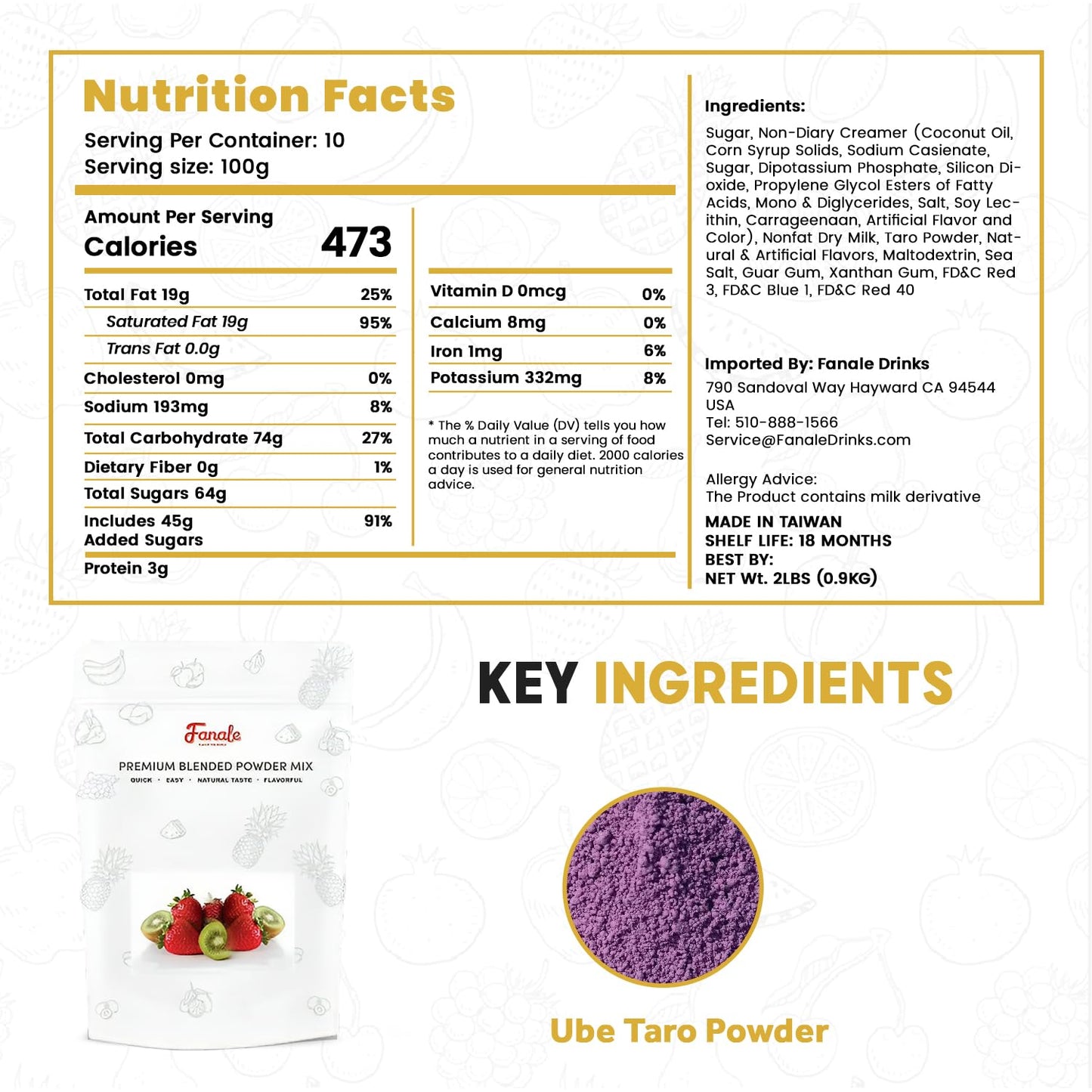 Fanale Premium Ube Taro Bubble Tea Flavoring Powder | Purple Sweet Potato Powder | Perfect For Baking, Smoothies, Desserts And D