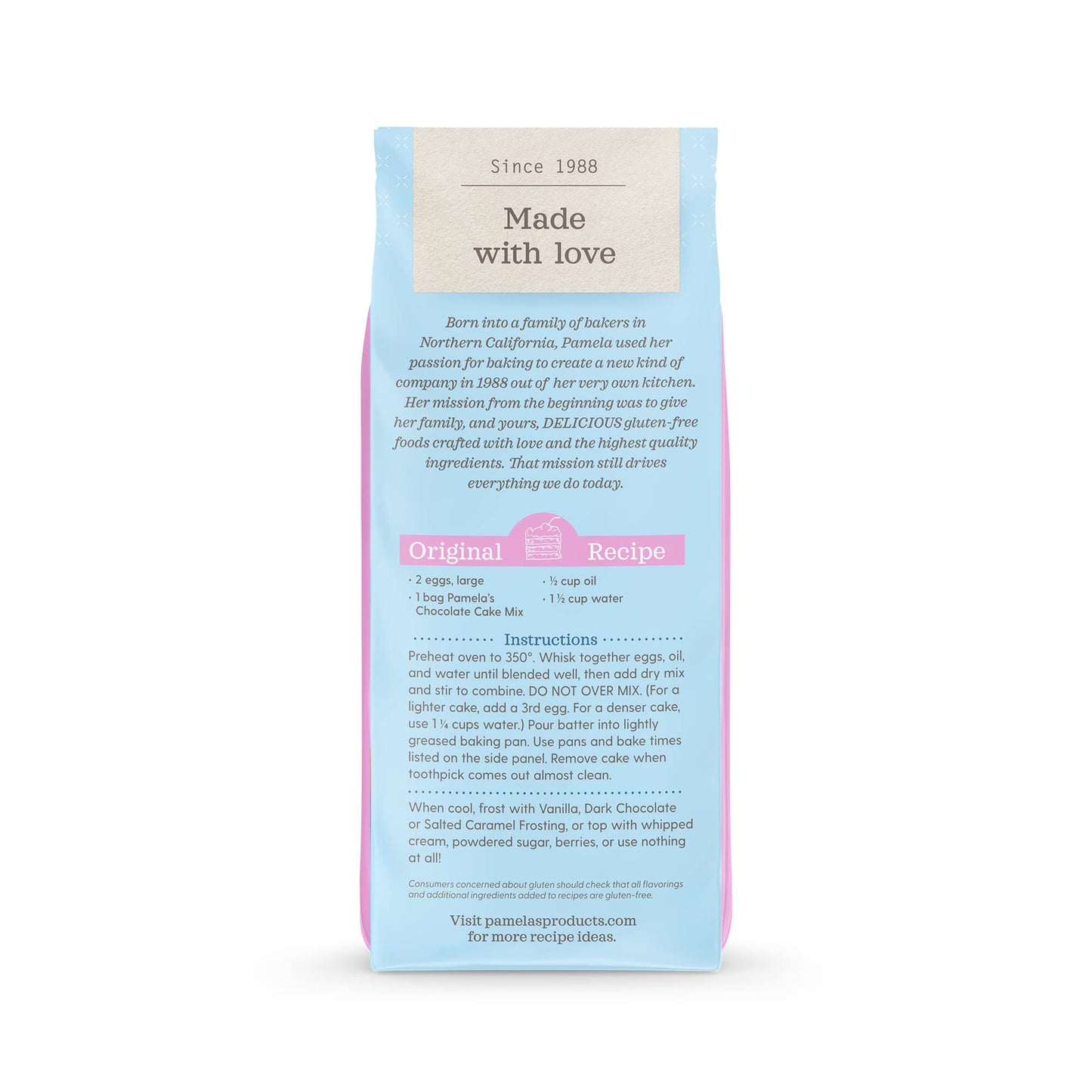 Pamela s Gluten Free Chocolate Cake Mix, Dairy Free, Kosher, 21-Ounce Bag (Pack of 6)