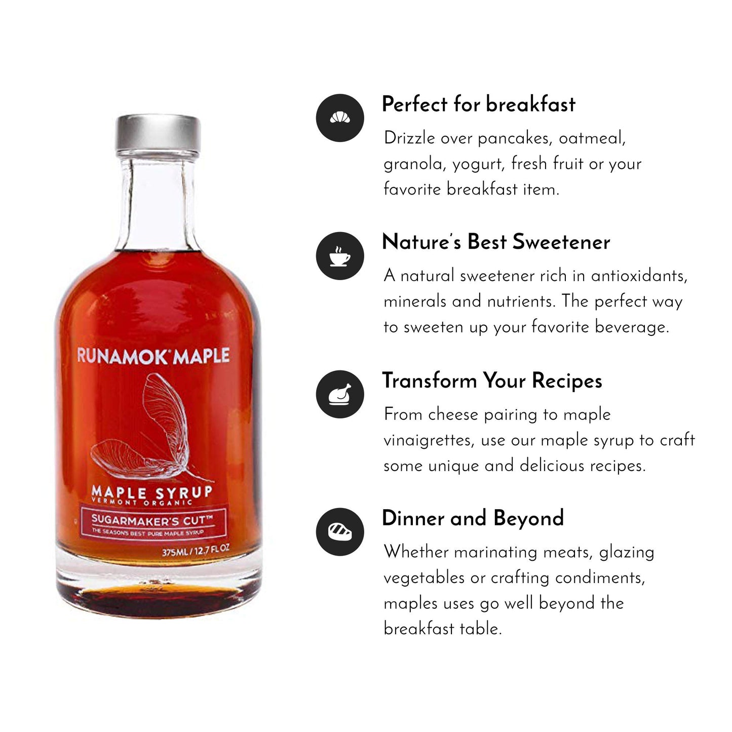 Runamok Maple Syrup - Traditional Grade A, Amber Color, Rich Taste, 25.36 Fl Oz (750mL)