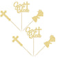 Gyufise 24Pcs Gold Glitter God Bless And Cross Cupcake Toppers Girl Babyshower Cake Topper Decorations For Babyshower Girl Bapti