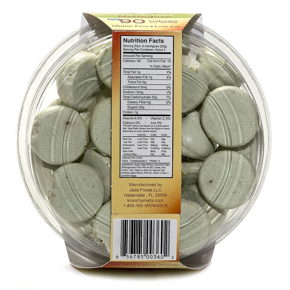 Krunchy Melts Original Meringue Cookies | Caramel Apple Flavor | Only 90 Calories Per Serving | Low Fat, Gluten Free, Dairy Free (4 Oz)