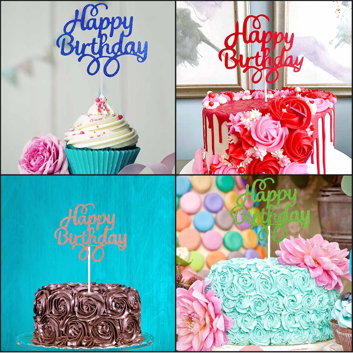 40 Pieces Happy Birthday Cake Toppers Birthday Cake Topper Picks Happy Birthday Toppers For Cake Dessert Glitter Cake Topper Dec