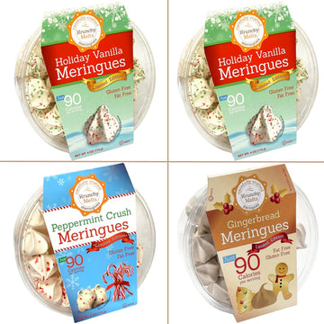 4 Pack Krunchy Melts Original Meringue Cookies | Merry Box 4-Pack | 2 Holiday Vanilla, Peppermint Crush, Gingerbread | Only 80-9