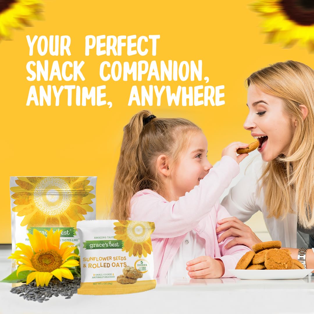 Graces Best Cookies - Sweet And Crunchy Small Snack Made With Natural, Quality Ingredients - Sunflower Seeds And Rolled Oats - P