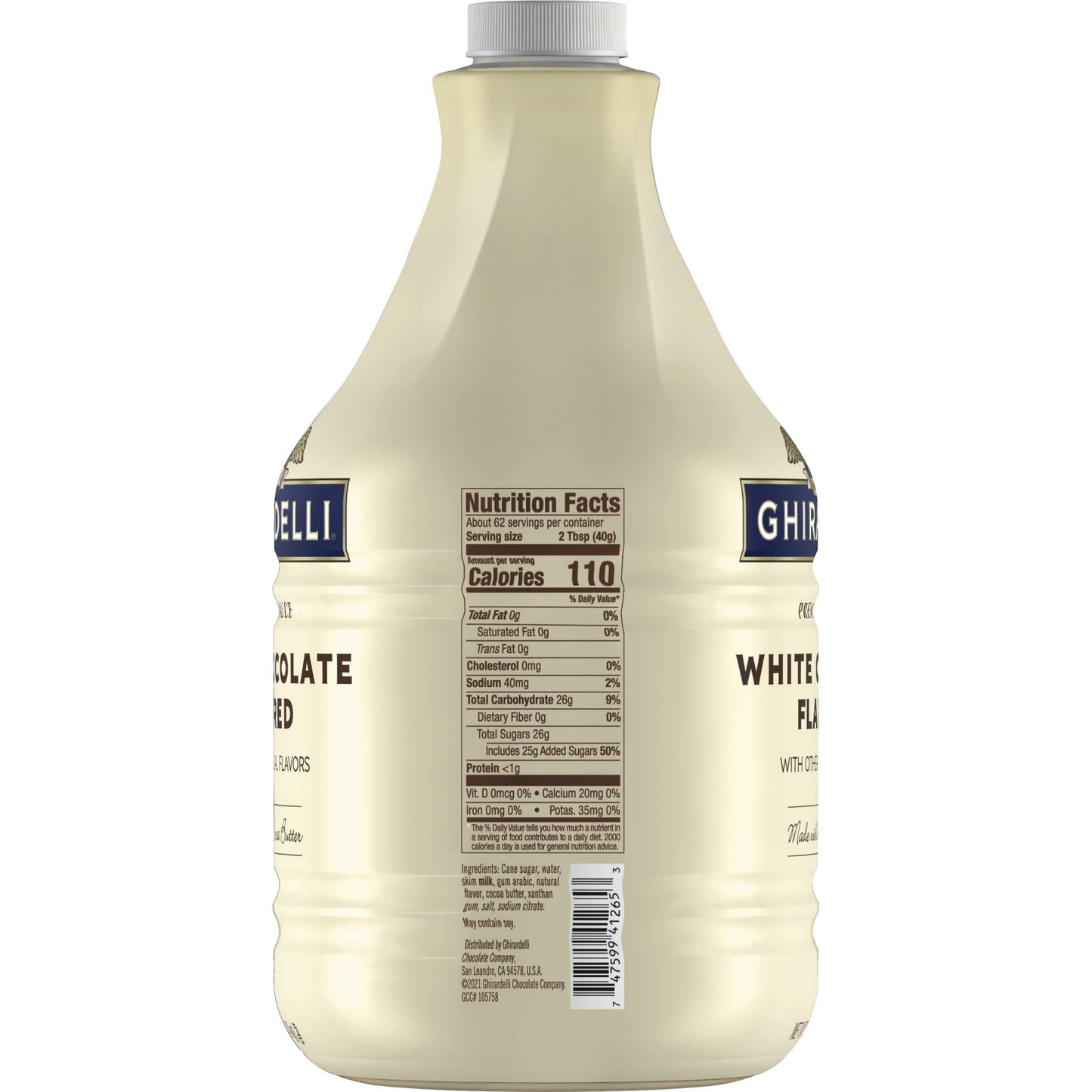 Ghirardelli White Chocolate Flavored Sauce 87.3 Ounce With Ghirardelli Pump And Spoon