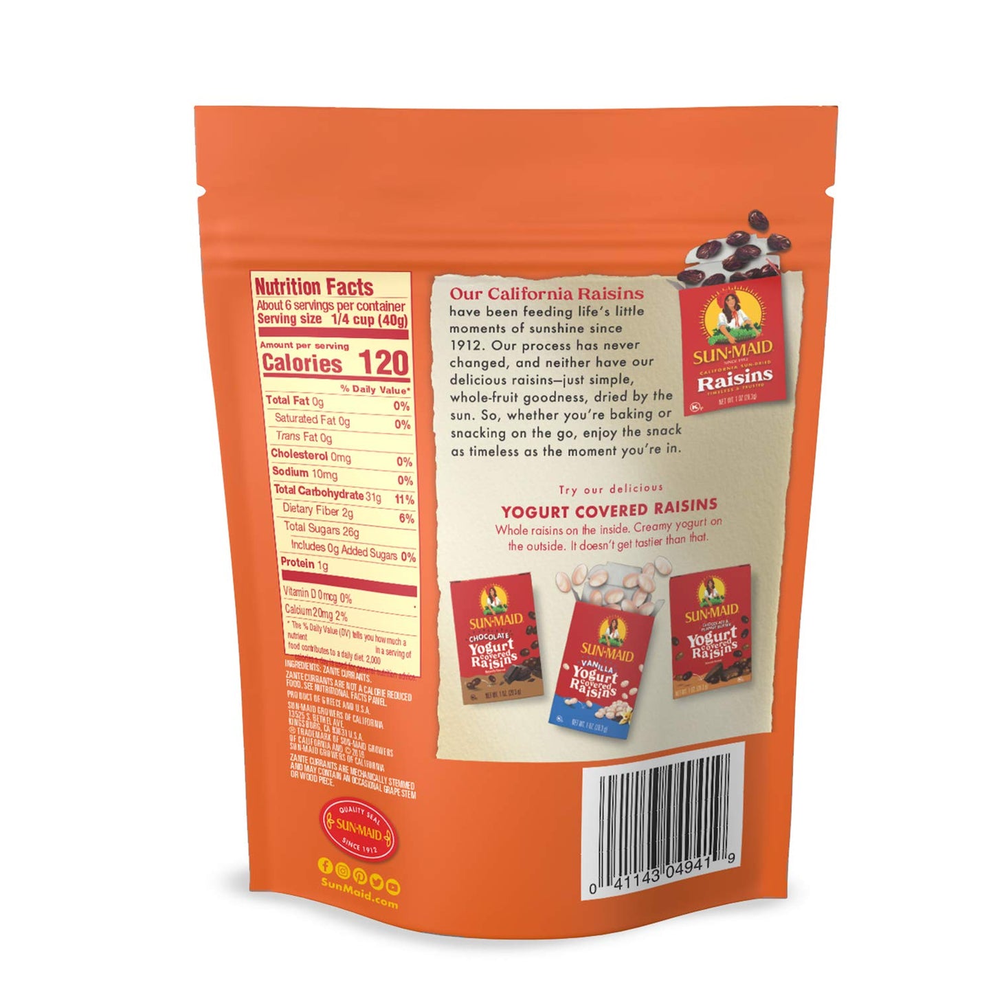 Sun-Maid California Zante Currants Snack Bags Whole Natural Dried Fruit No Artificial Flavors Non-GMO Vegan And Vegetarian Frien