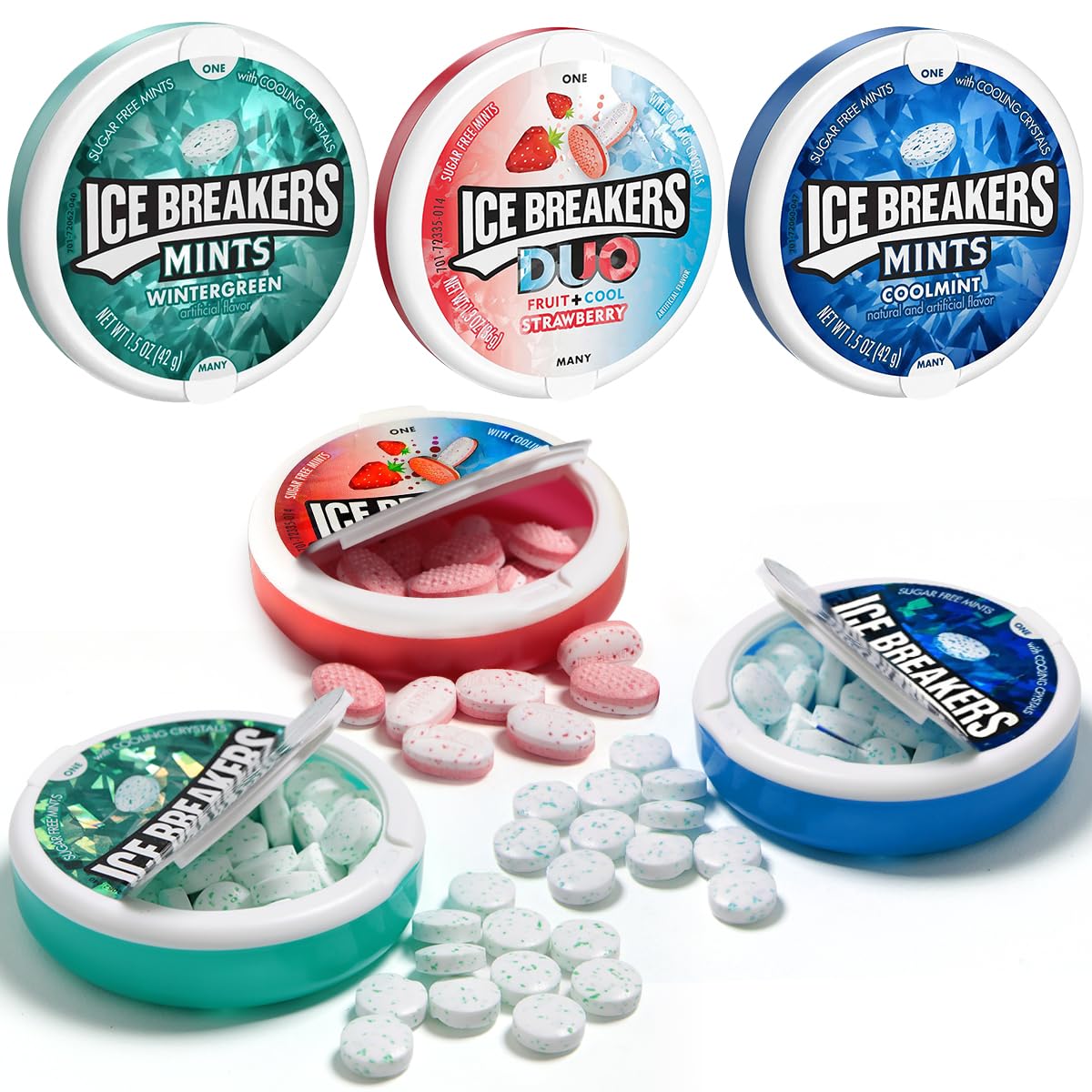 SWEETSIDE CANDY CO. Ice Breakers Hard Candy Variety Pack, Sugar Free Mints, 6 Pack, 13.7 x 9.5 x 18.2 cm