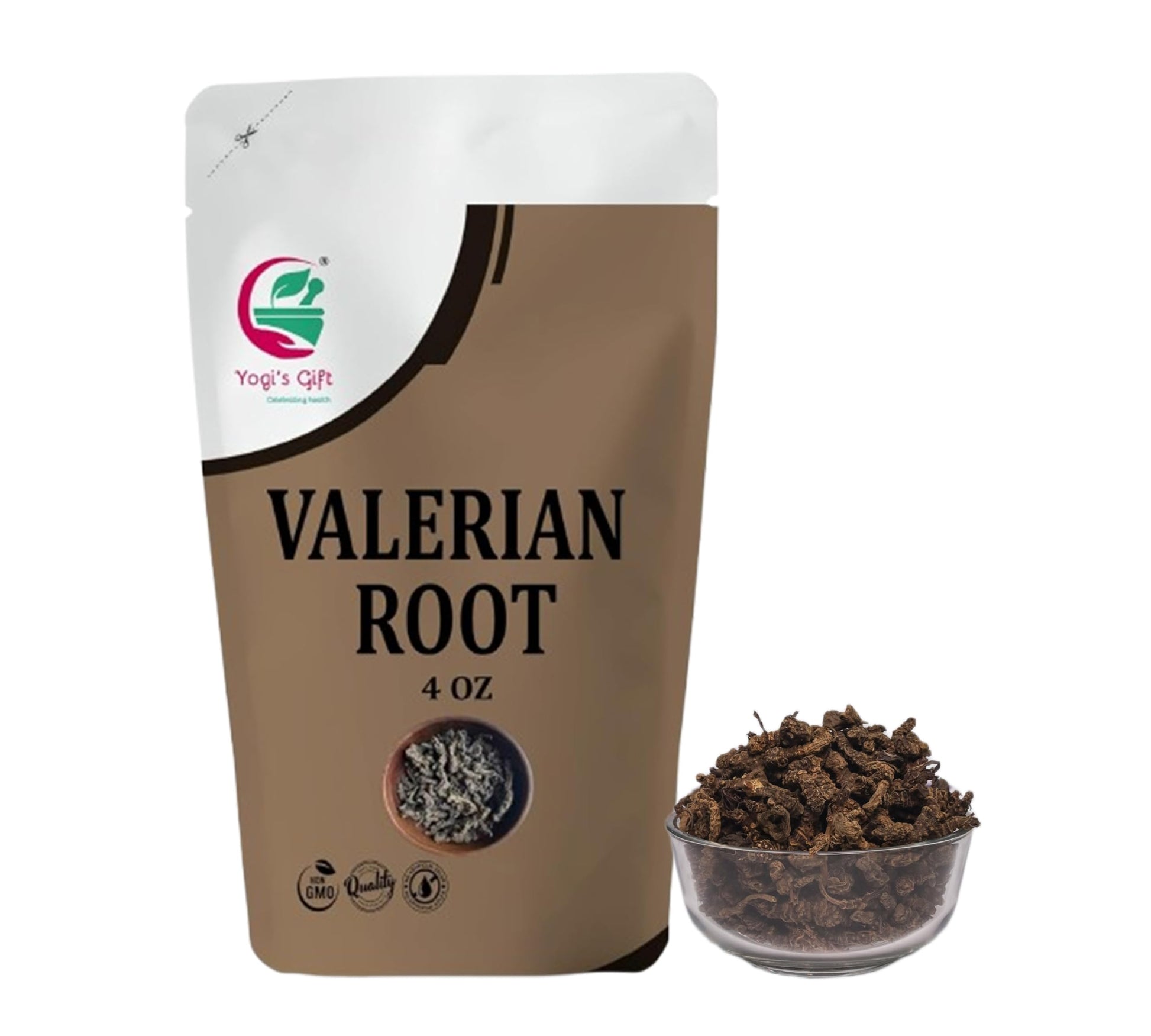 Valerian Root Whole 4Oz  100% Natural & Pure  For Tea & Herbal Blends  Naturally Strong Aroma  Resealable Bag For Freshness - By Yogis Gift