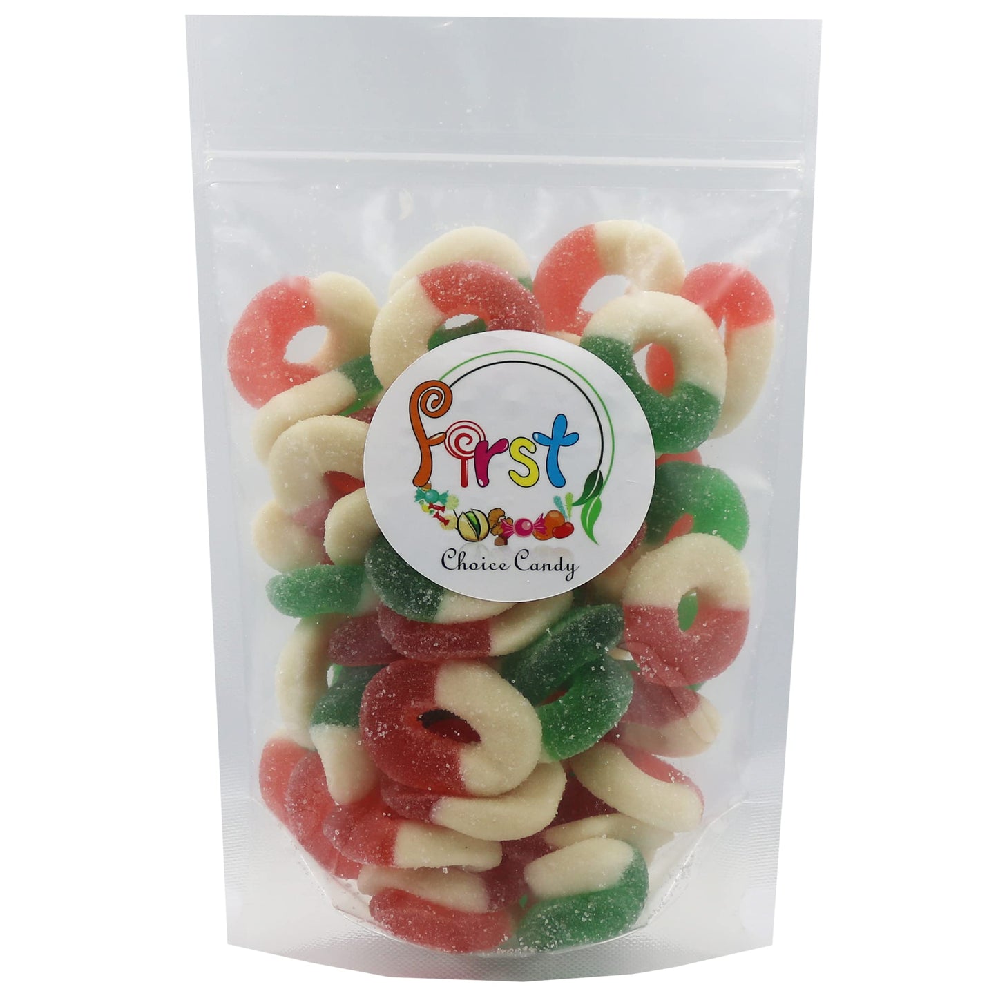 Firstchoicecandy Gummi Rings (Christmas Mix, Red Green White, 2 Pound)