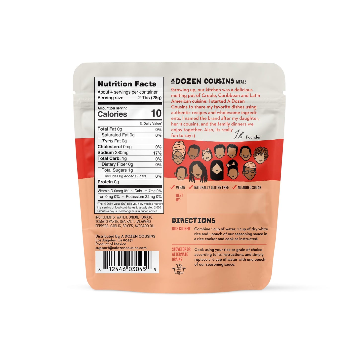 A Dozen Cousins Rice Seasoning Sauce Packets - Season And Prepare Your Own Rice Dishes - 10 Pack - Mexican Red Rice With Tomato
