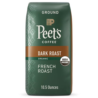 Peets Coffee, USDA Organic Dark Roast Ground Coffee - French Roast 10.5 Ounce Bag