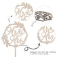 ZHUOWEISM Wooden Cake Topper - Mr & Mrs with Leaves Wreath - Small Size - Design 1 - Ideal for Weddings and Parties