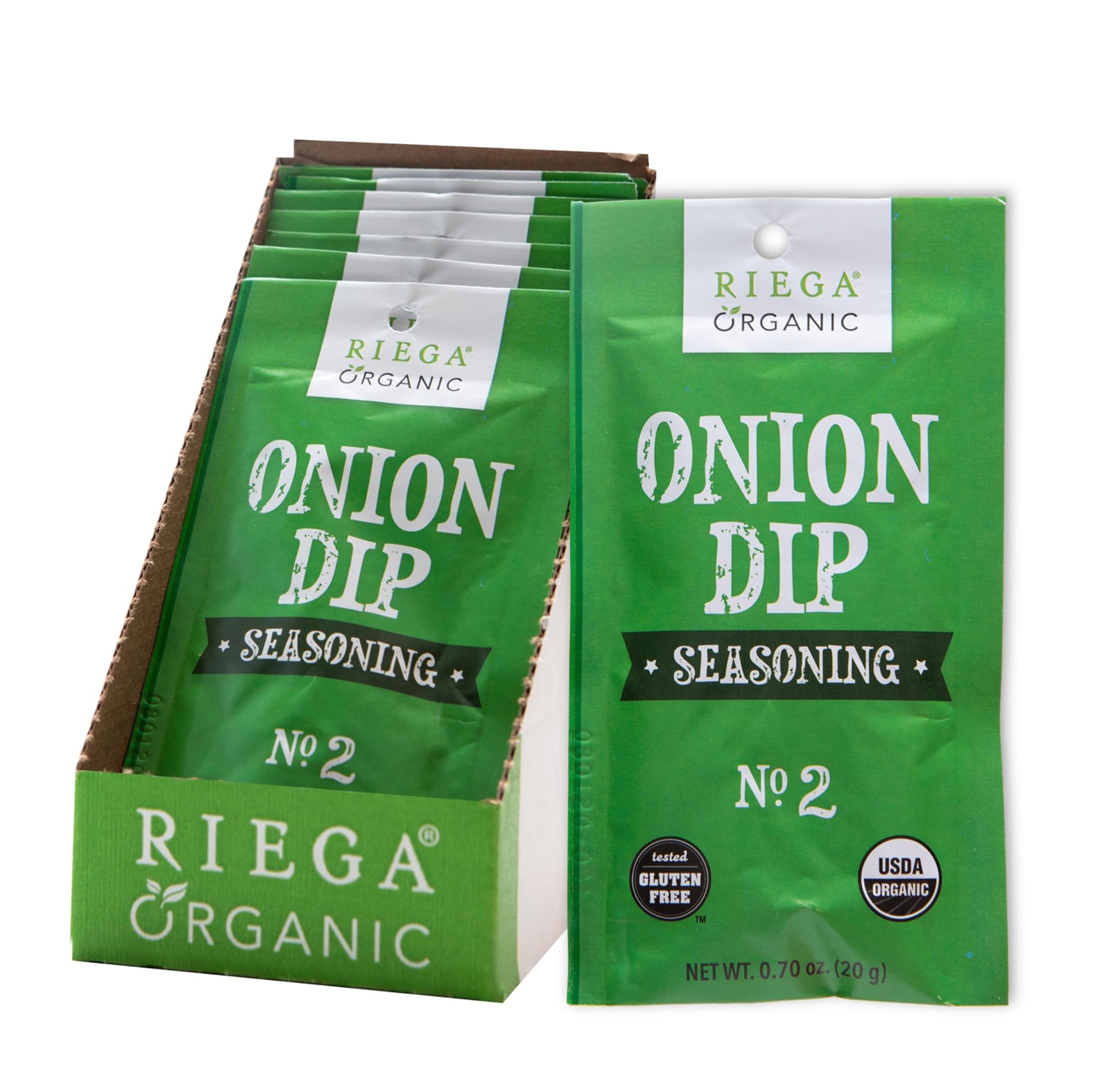 Riega Onion Dip Seasoning Mix, Organic Powder Spice Blend for Soup, Casserole, and Chips, 0.7 oz Packets, 8 Count