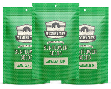 Bricktown Goods Jamaican Jerk Flavored Sunflower Seeds - 3 Pack - Boldly Seasoned and Roasted In-Shell Sunflower Seeds - 24 oz Total
