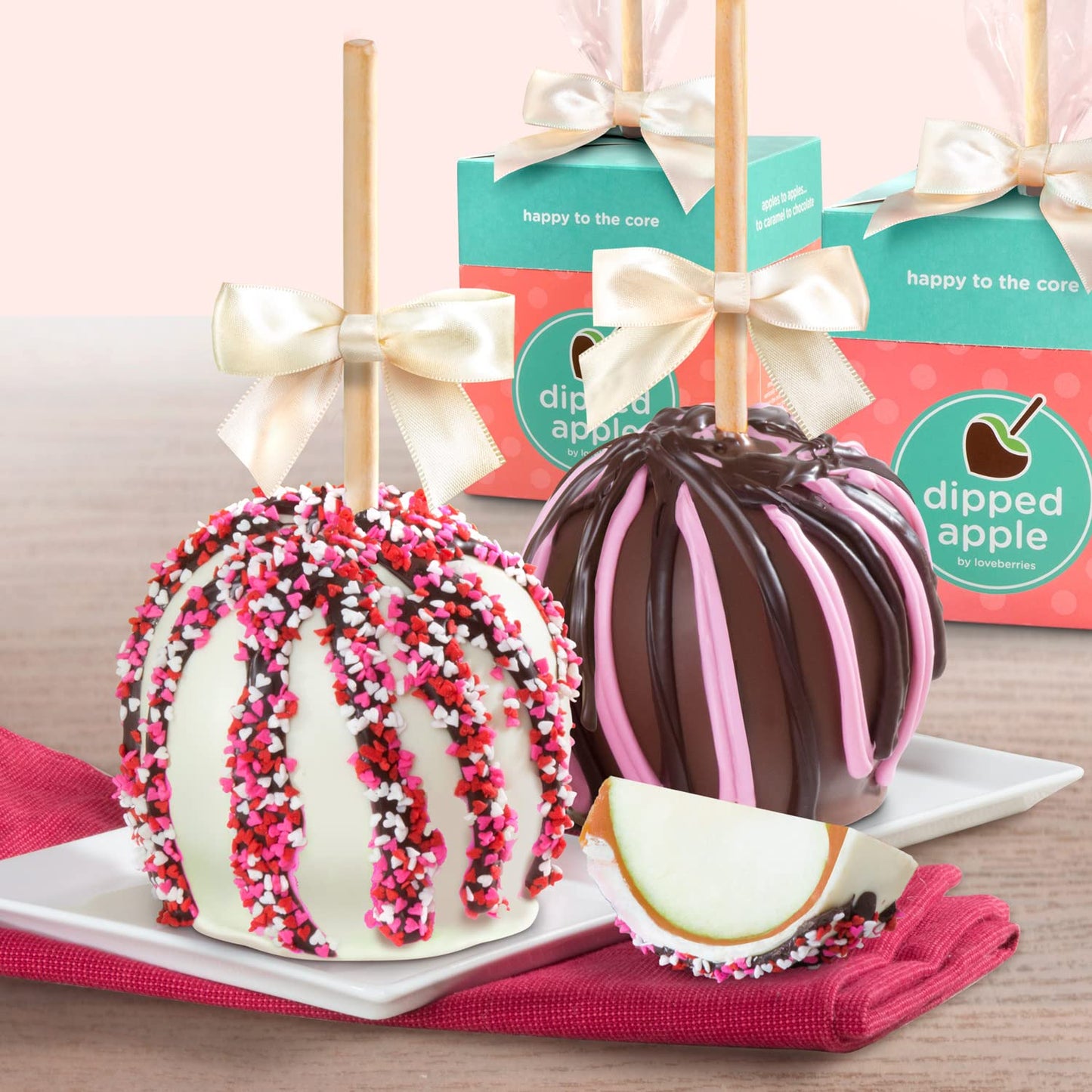 Sweet Love Milk and White Chocolate Covered Caramel Apples Pair - 2 Count Gift Boxes