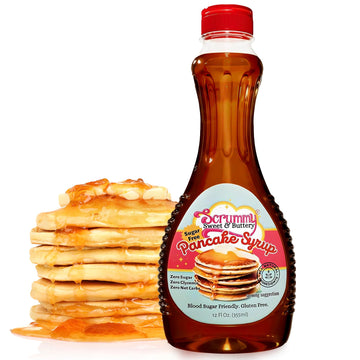 Scrummy Sweet & Buttery Sugar Free Pancake Syrup - Zero Sugar, 0g Net Carbs, Diabetic Friendly, Keto Certfied Breakfast Syrup fo