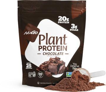 NuGo Plant Protein Powder, Chocolate, 20g Vegan Pea Protein, Low Sugar, Gluten Free, Dairy Free Ingredients, Soy Free, Non-GMO, 