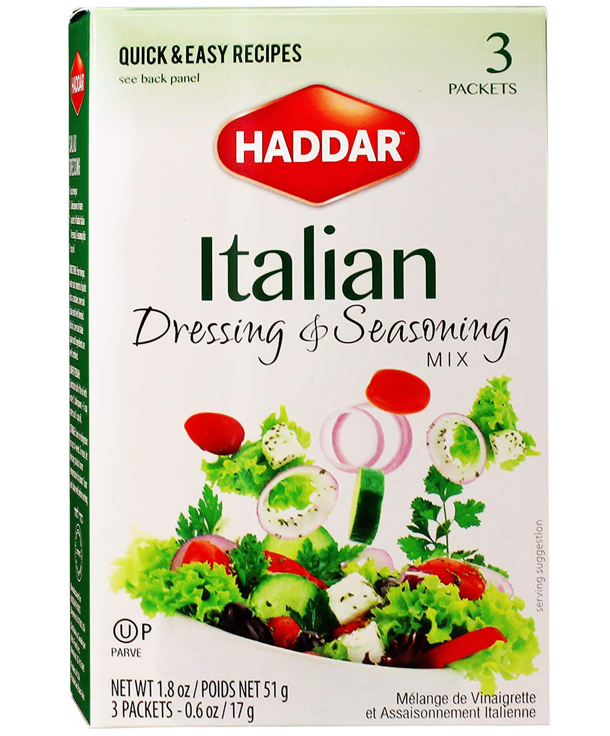 Haddar, Gluten Free Italian Dressing & Seasoning Mix 1.8Oz, (3 Packets) For Seasoning And Salad Dressing